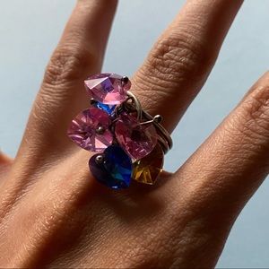 Silver Sparkle Gem Cluster Ring